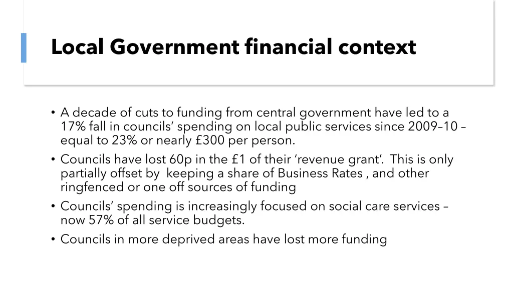 local government financial context