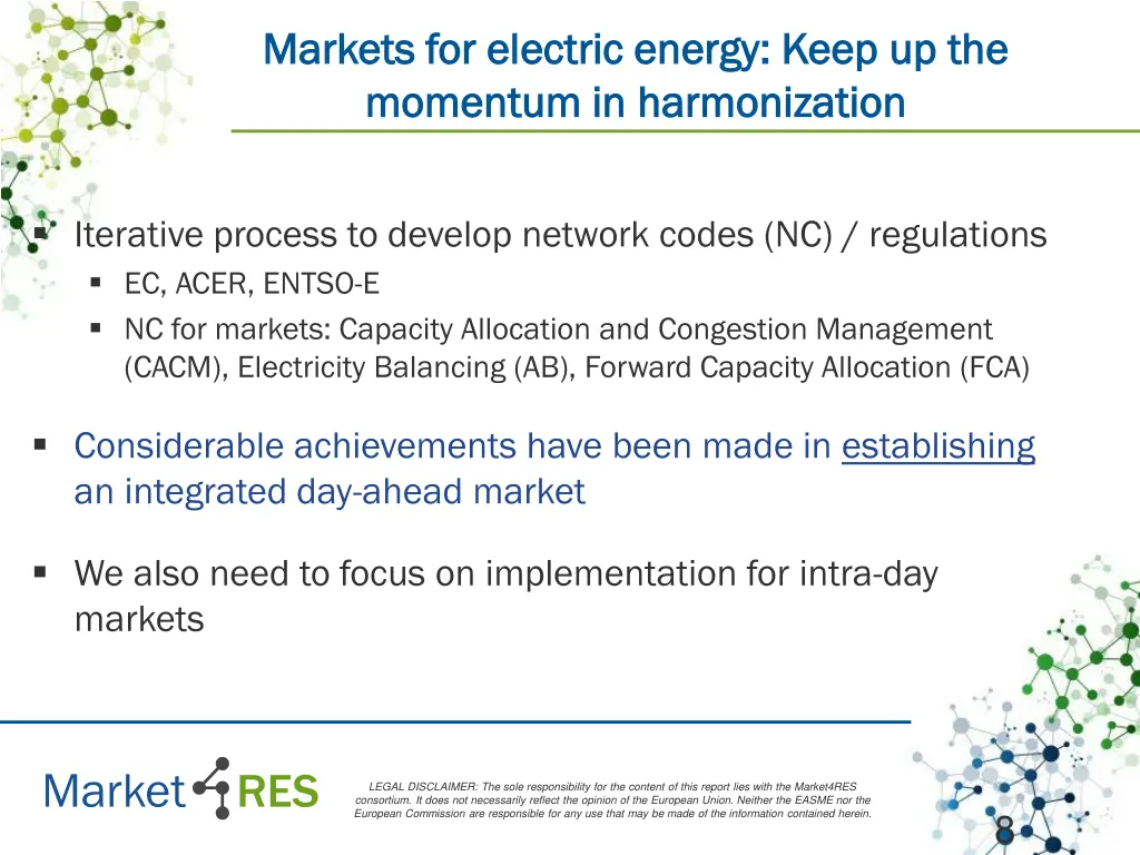 markets for electric energy keep up the markets