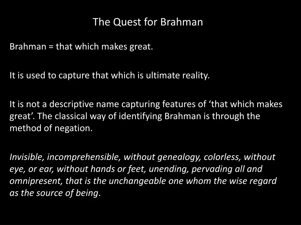 the quest for brahman