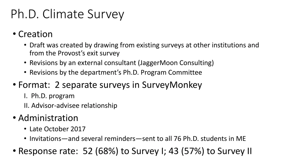 ph d climate survey