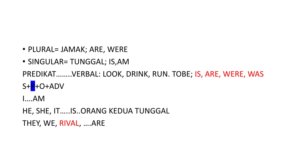 plural jamak are were singular tunggal