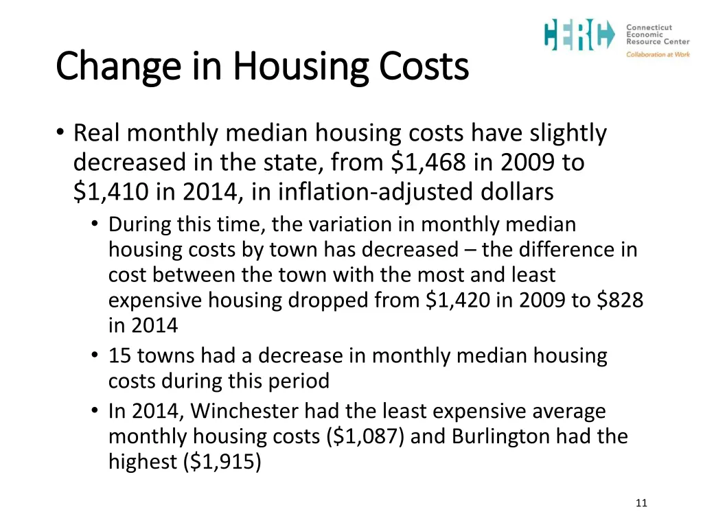 change in housing costs change in housing costs