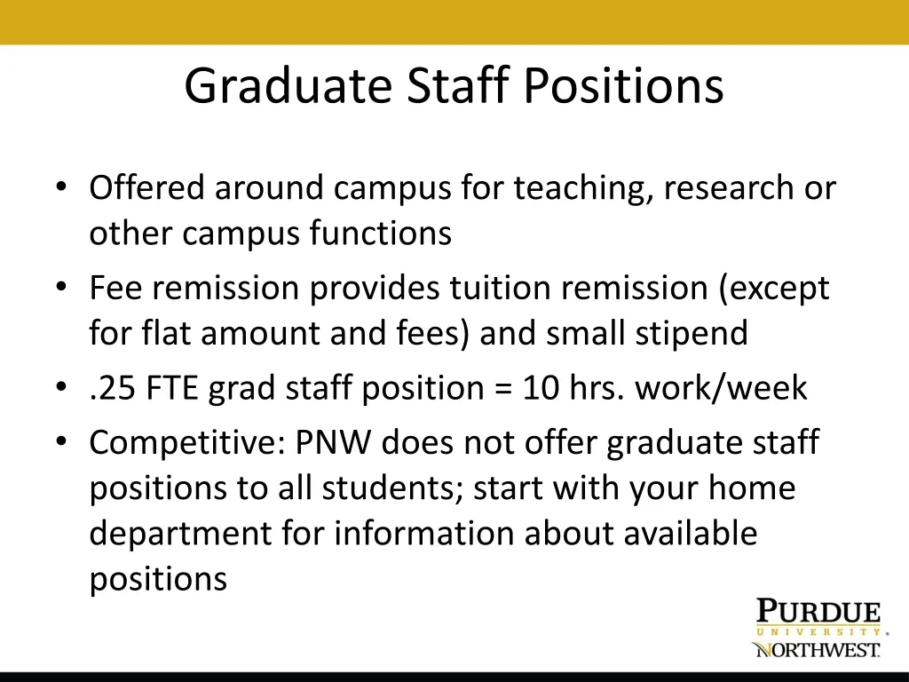 graduate staff positions