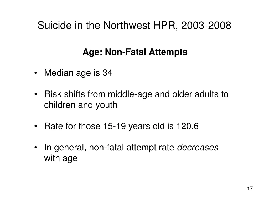 suicide in the northwest hpr 2003 2008 13