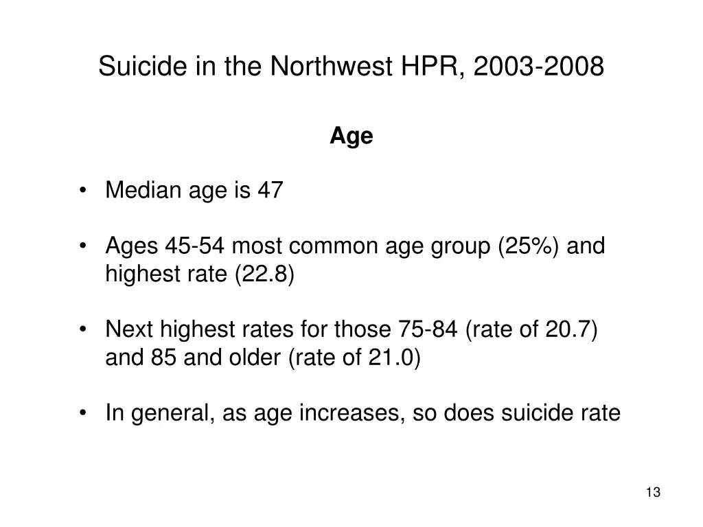 suicide in the northwest hpr 2003 2008 9