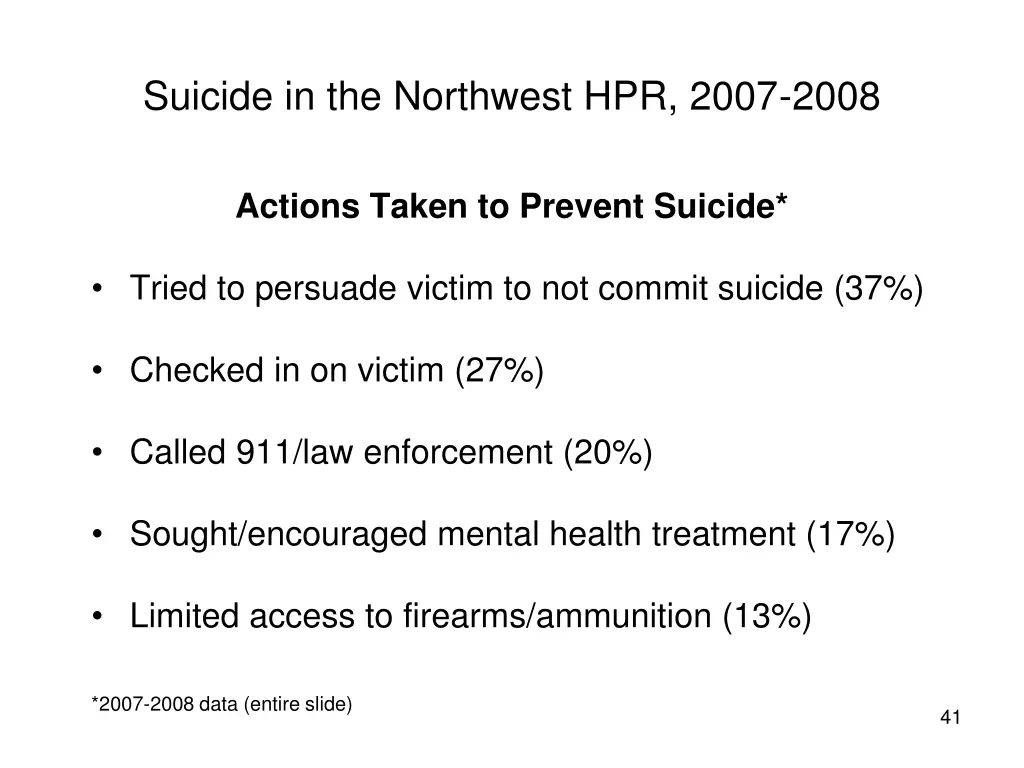 suicide in the northwest hpr 2007 2008