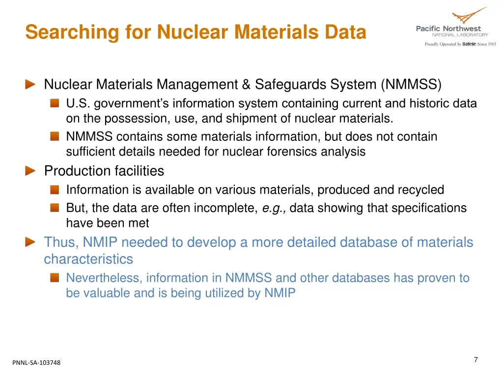 searching for nuclear materials data