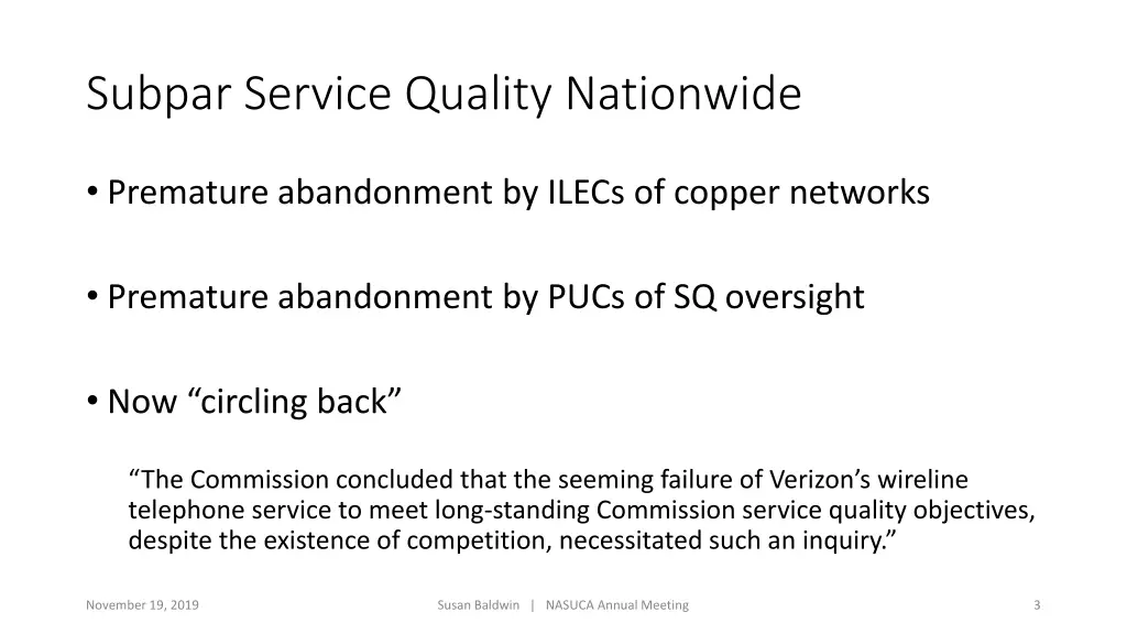 subpar service quality nationwide