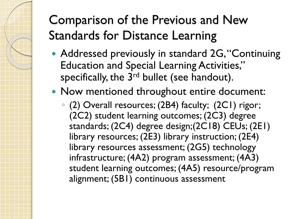 comparison of the previous and new standards