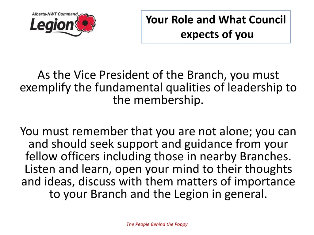 your role and what council expects of you