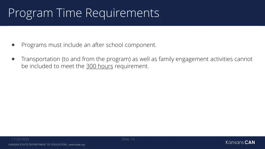 program time requirements