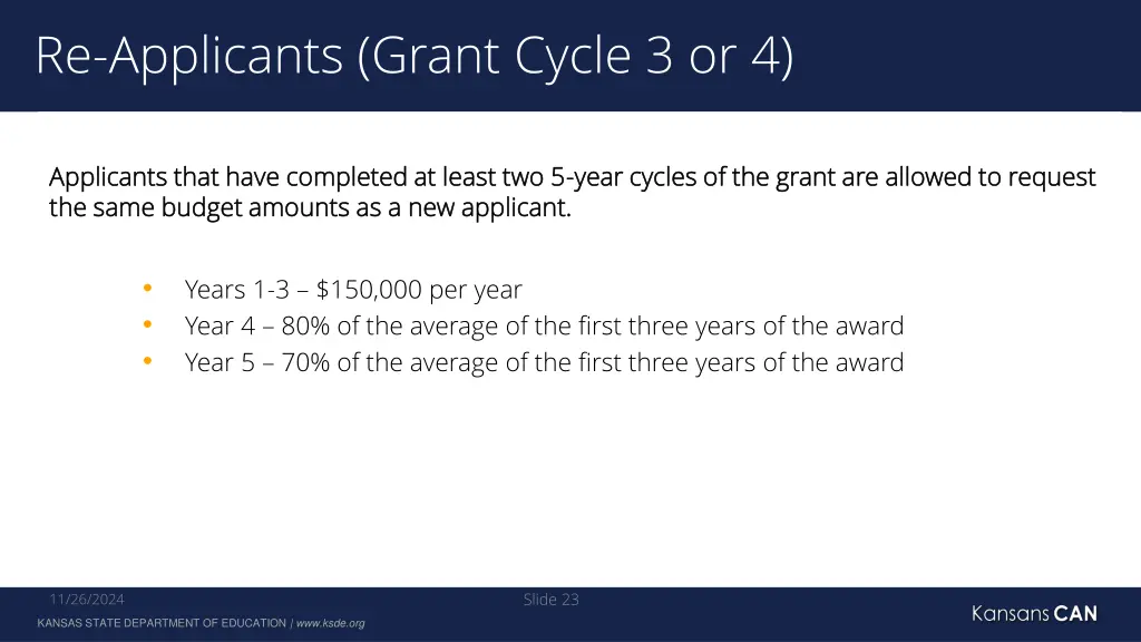 re applicants grant cycle 3 or 4