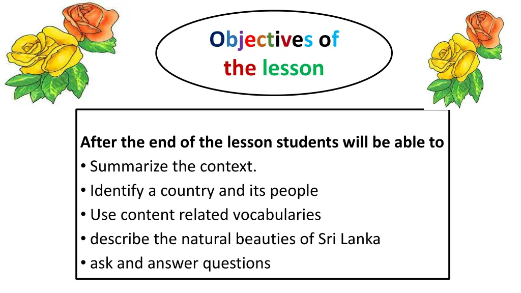 objectives of the lesson