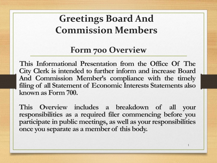 greetings board and commission members