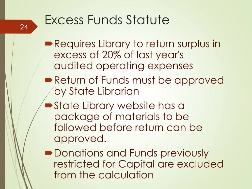 excess funds statute