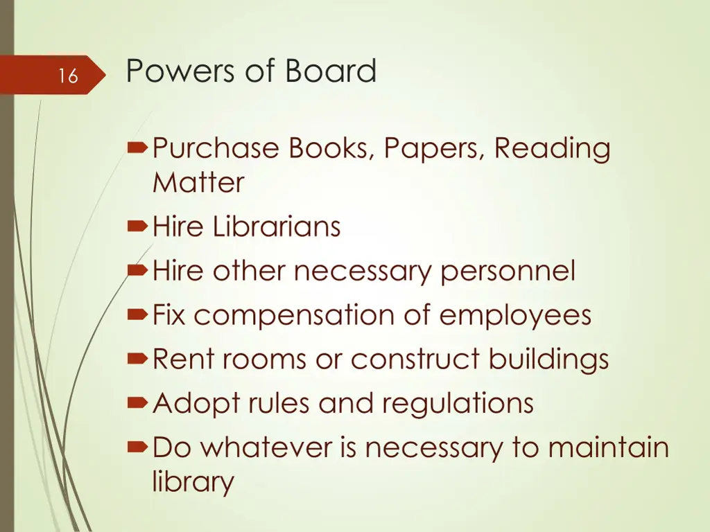 powers of board