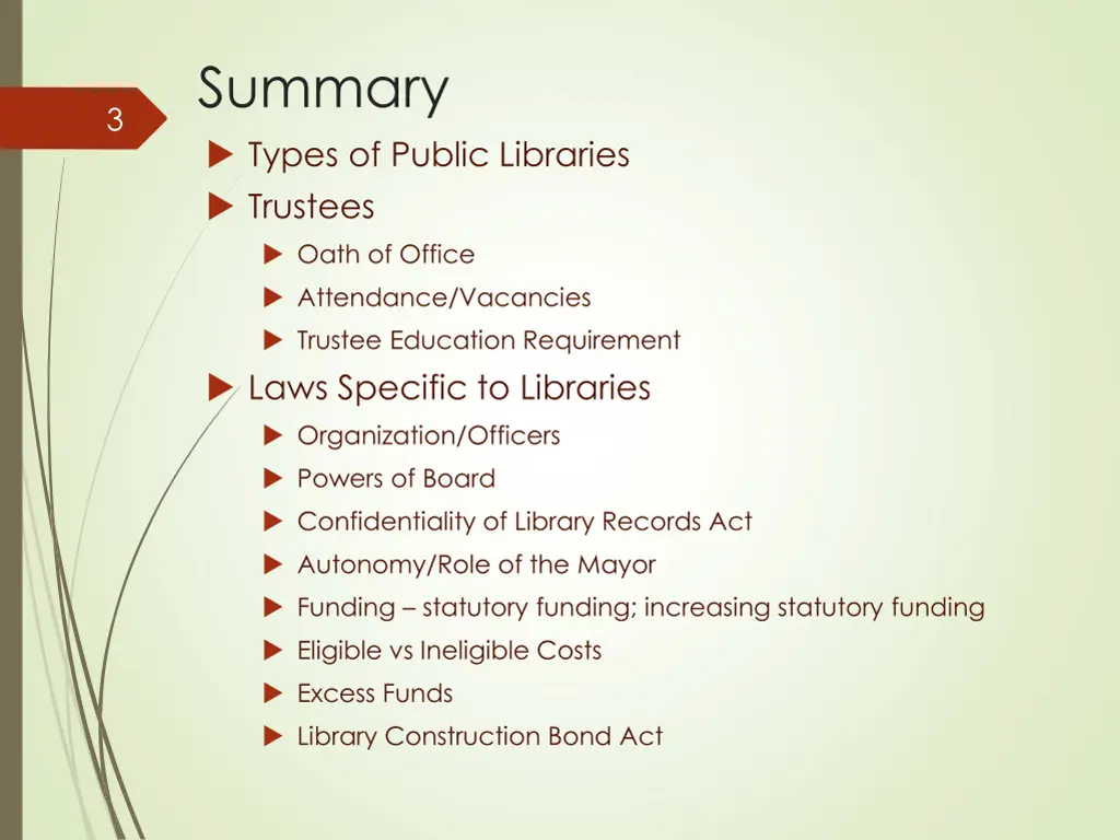 summary types of public libraries trustees oath