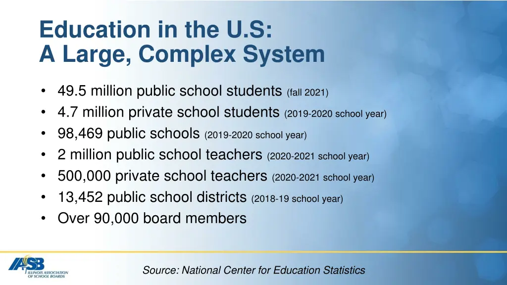 education in the u s a large complex system