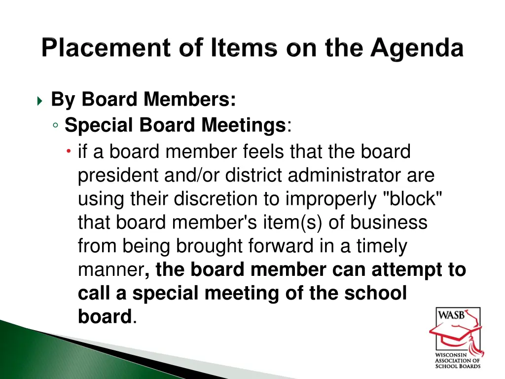 by board members special board meetings