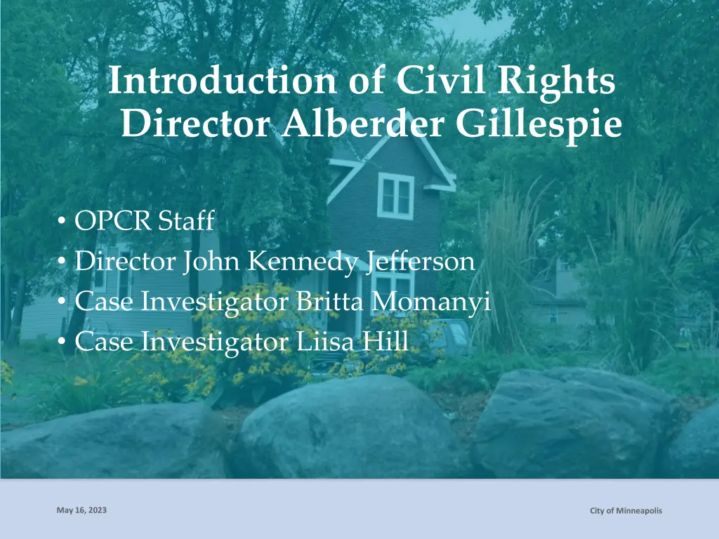 introduction of civil rights director alberder