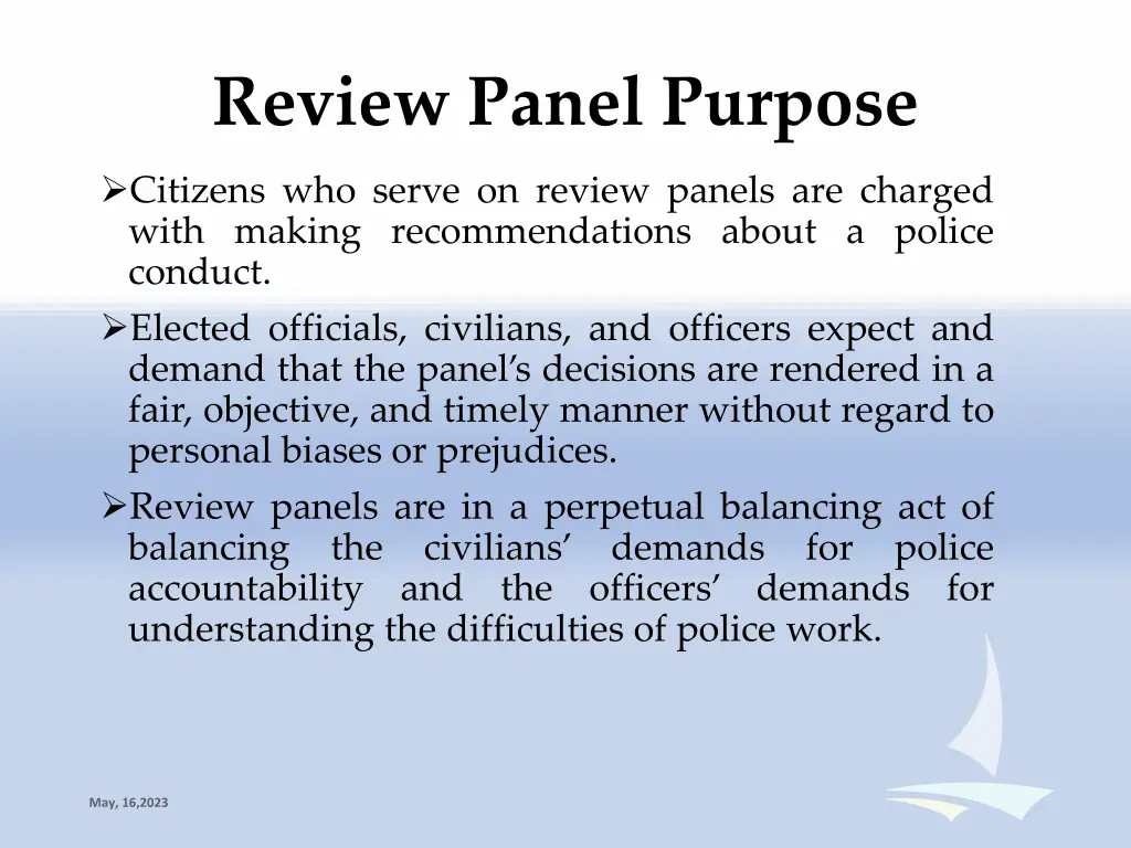 review panel purpose