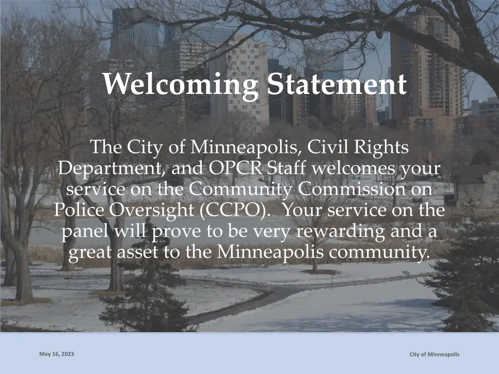 welcoming statement