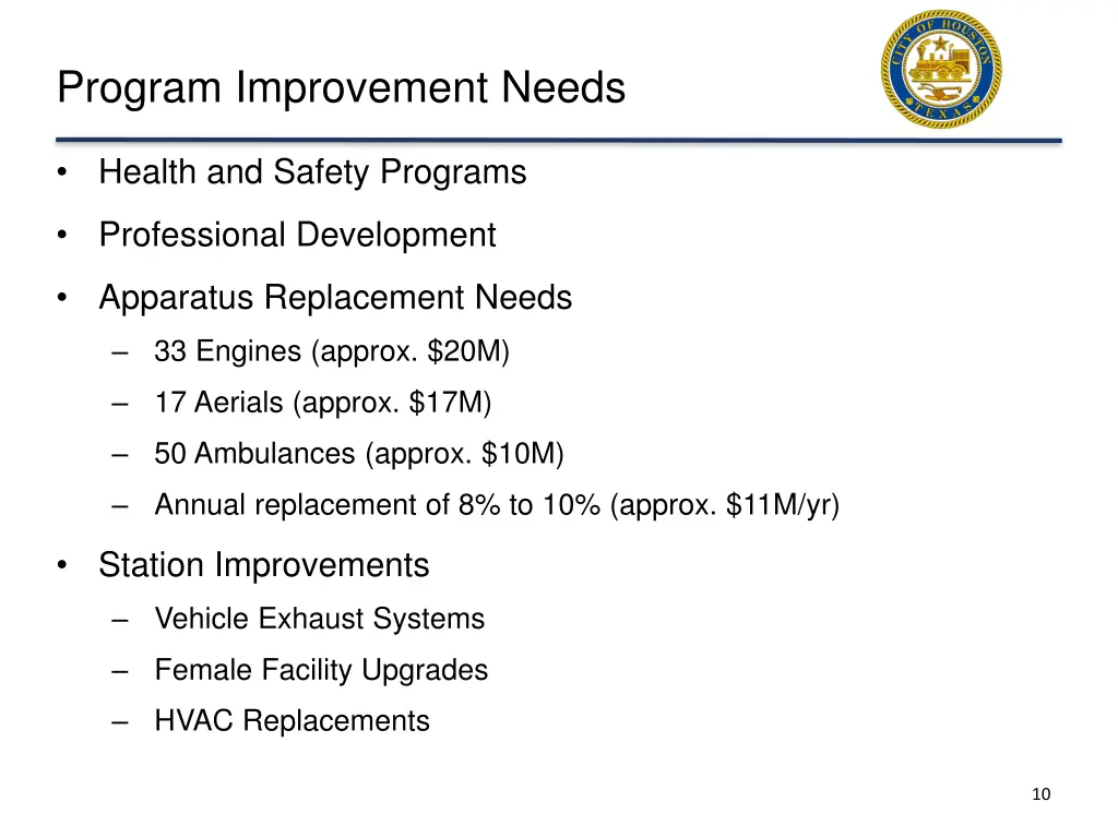 program improvement needs