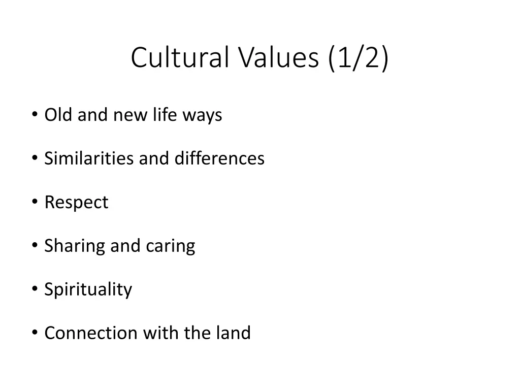 cultural values 1 2