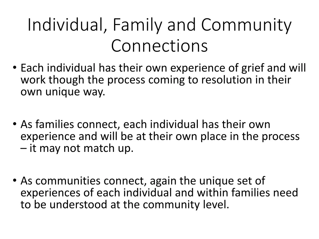 individual family and community connections