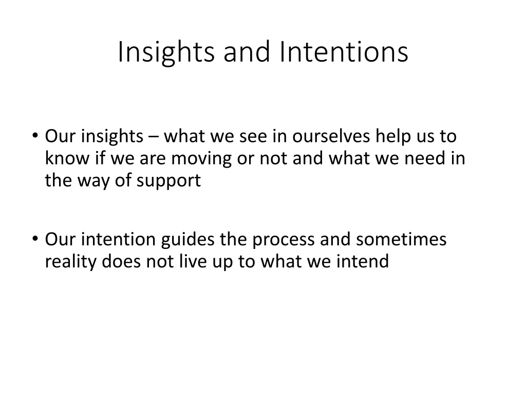 insights and intentions