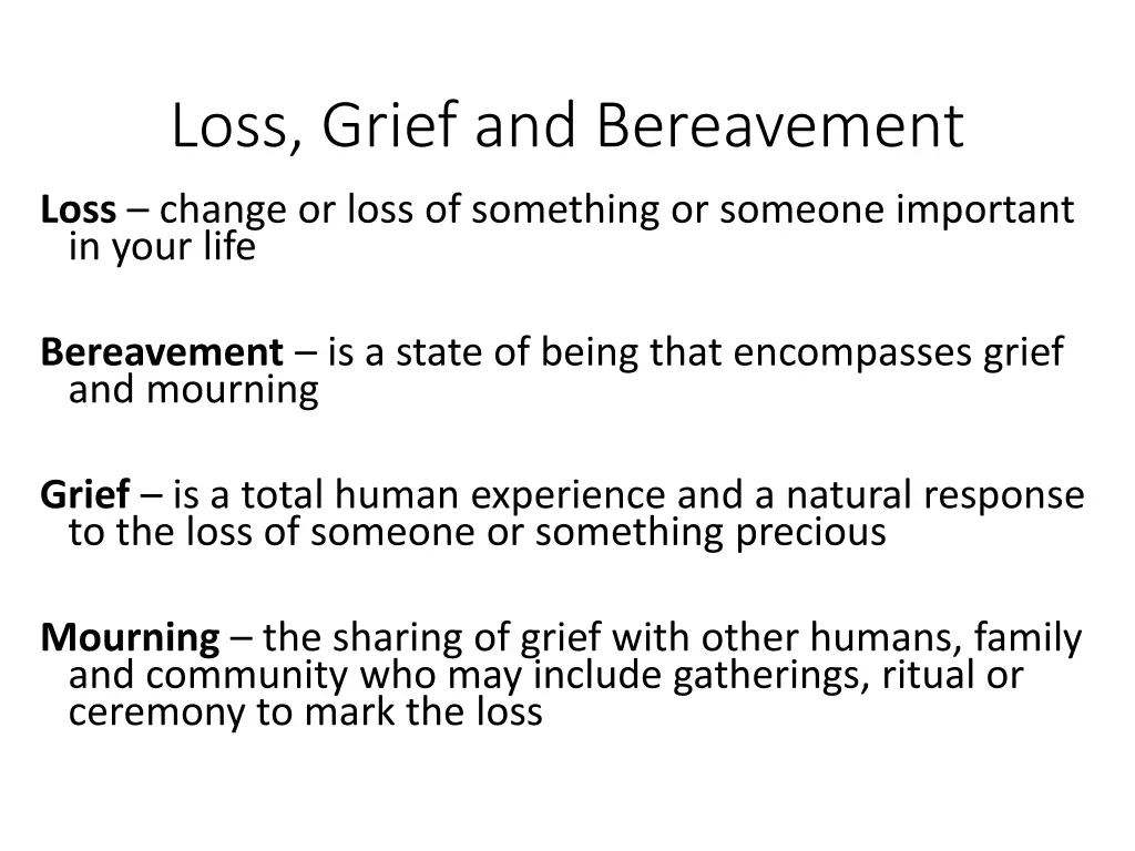 loss grief and bereavement