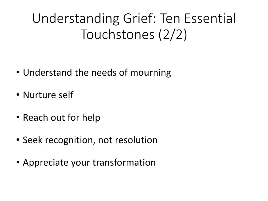 understanding grief ten essential touchstones 2 2