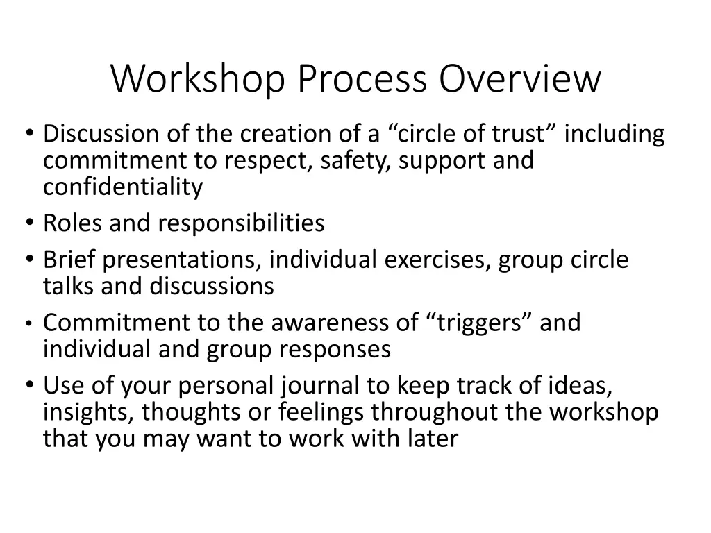 workshop process overview