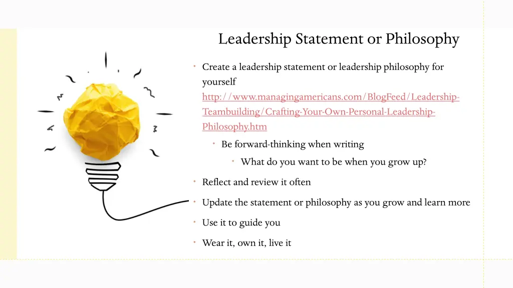 leadership statement or philosophy