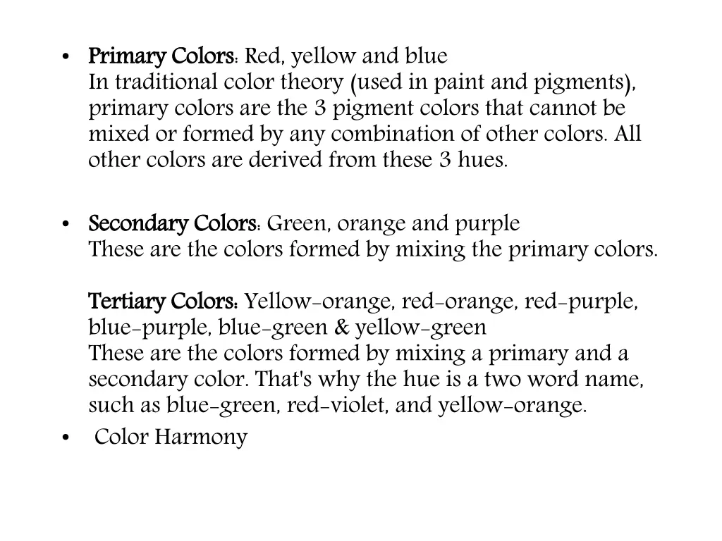 primary colors in traditional color theory used