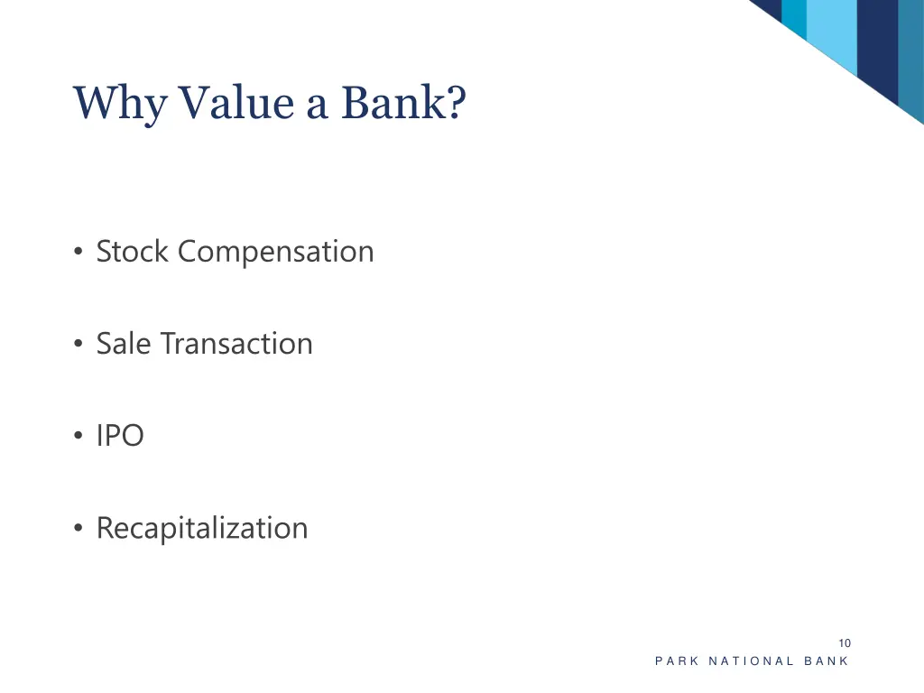 why value a bank