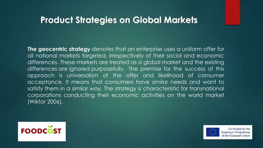 product strategies on global markets 16