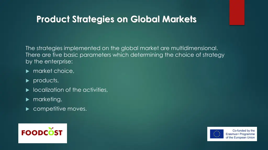 product strategies on global markets