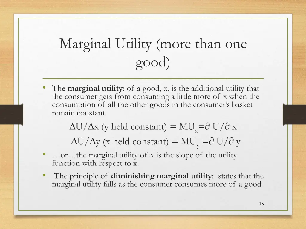 marginal utility more than one good