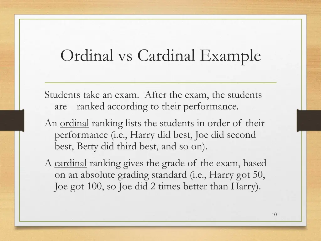 ordinal vs cardinal example