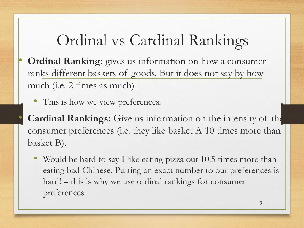 ordinal vs cardinal rankings ordinal ranking