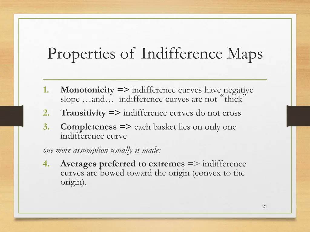 properties of indifference maps