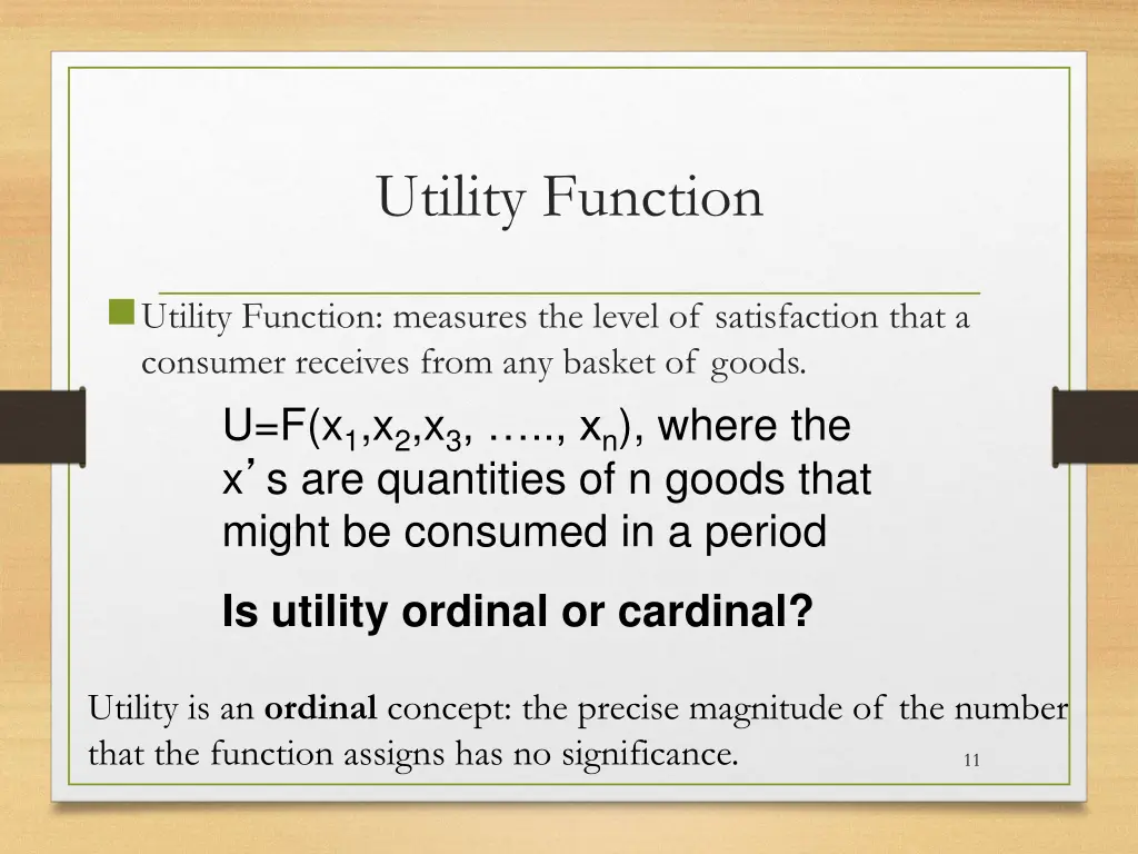 utility function