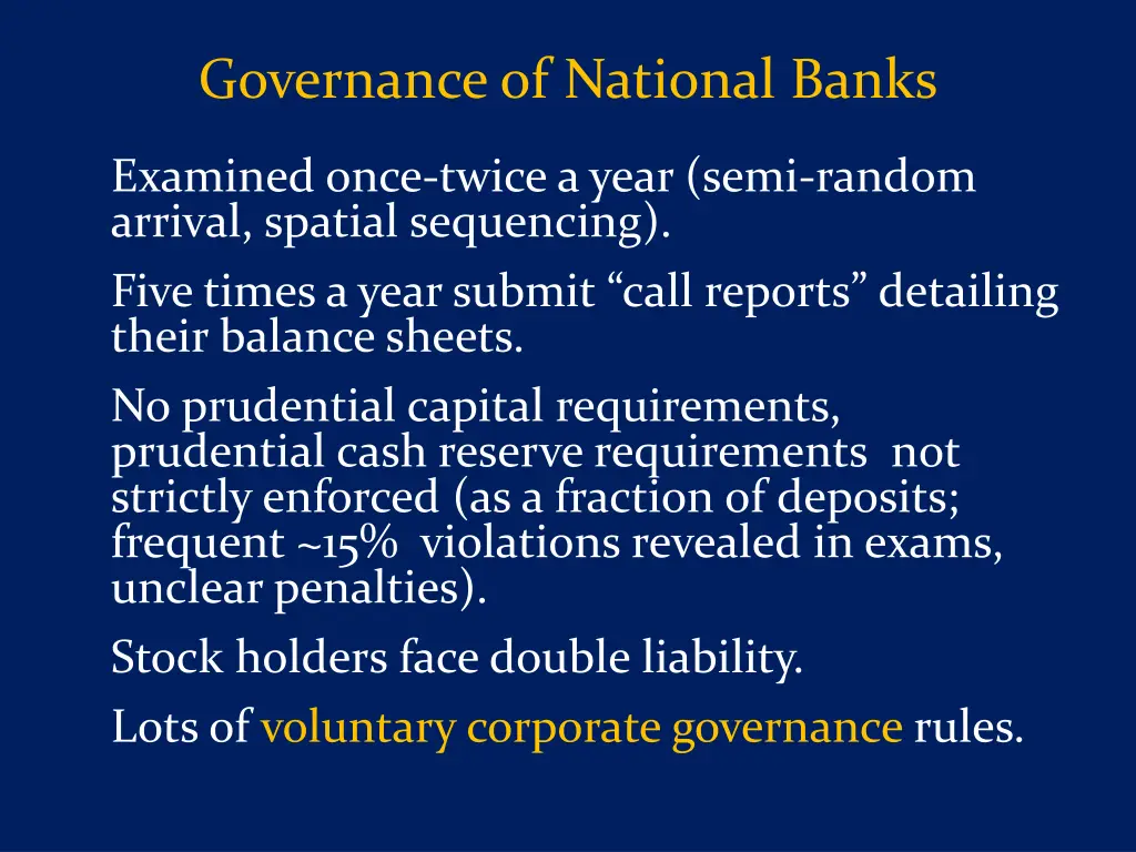 governance of national banks