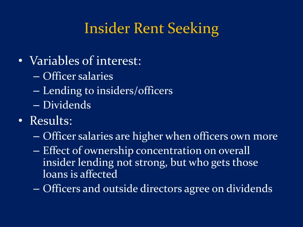 insider rent seeking