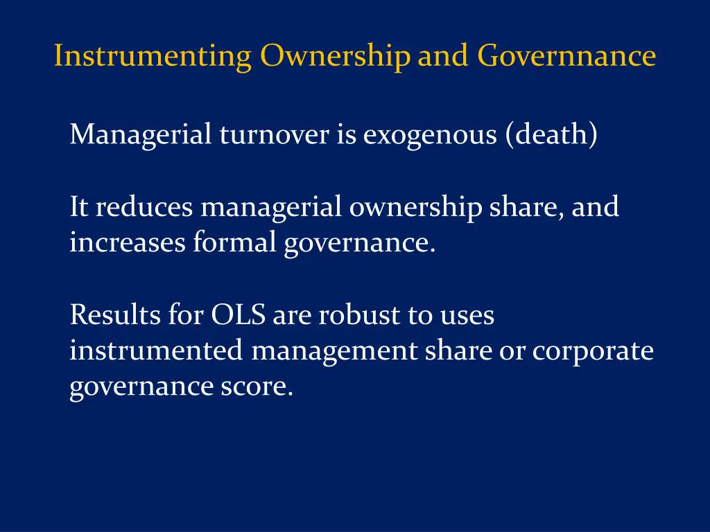 instrumenting ownership and governnance