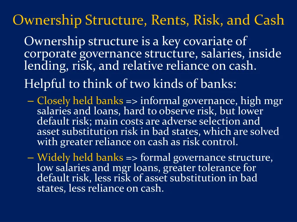 ownership structure rents risk and cash