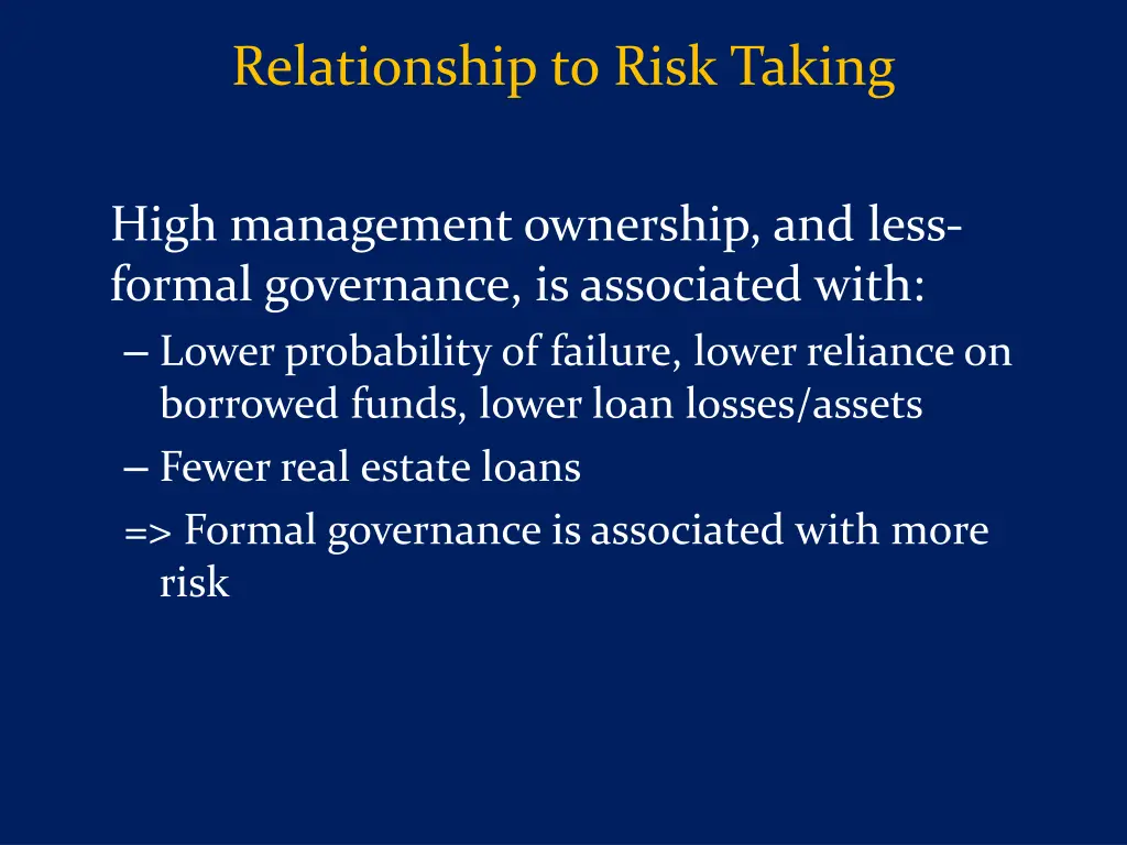 relationship to risk taking