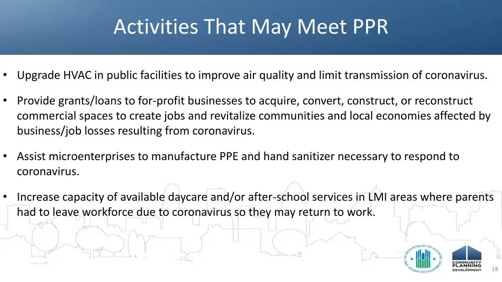 activities that may meet ppr 1