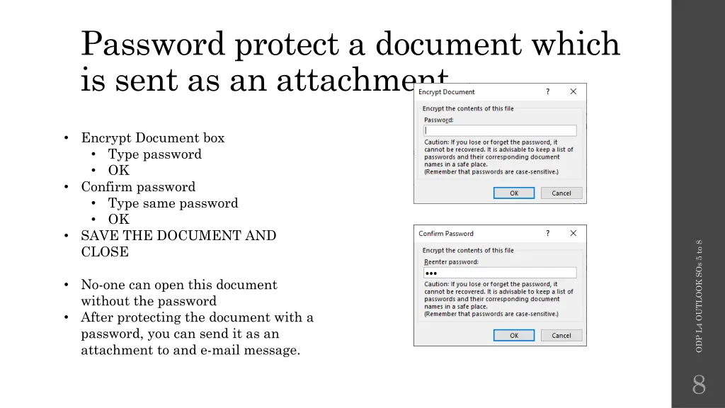 password protect a document which is sent